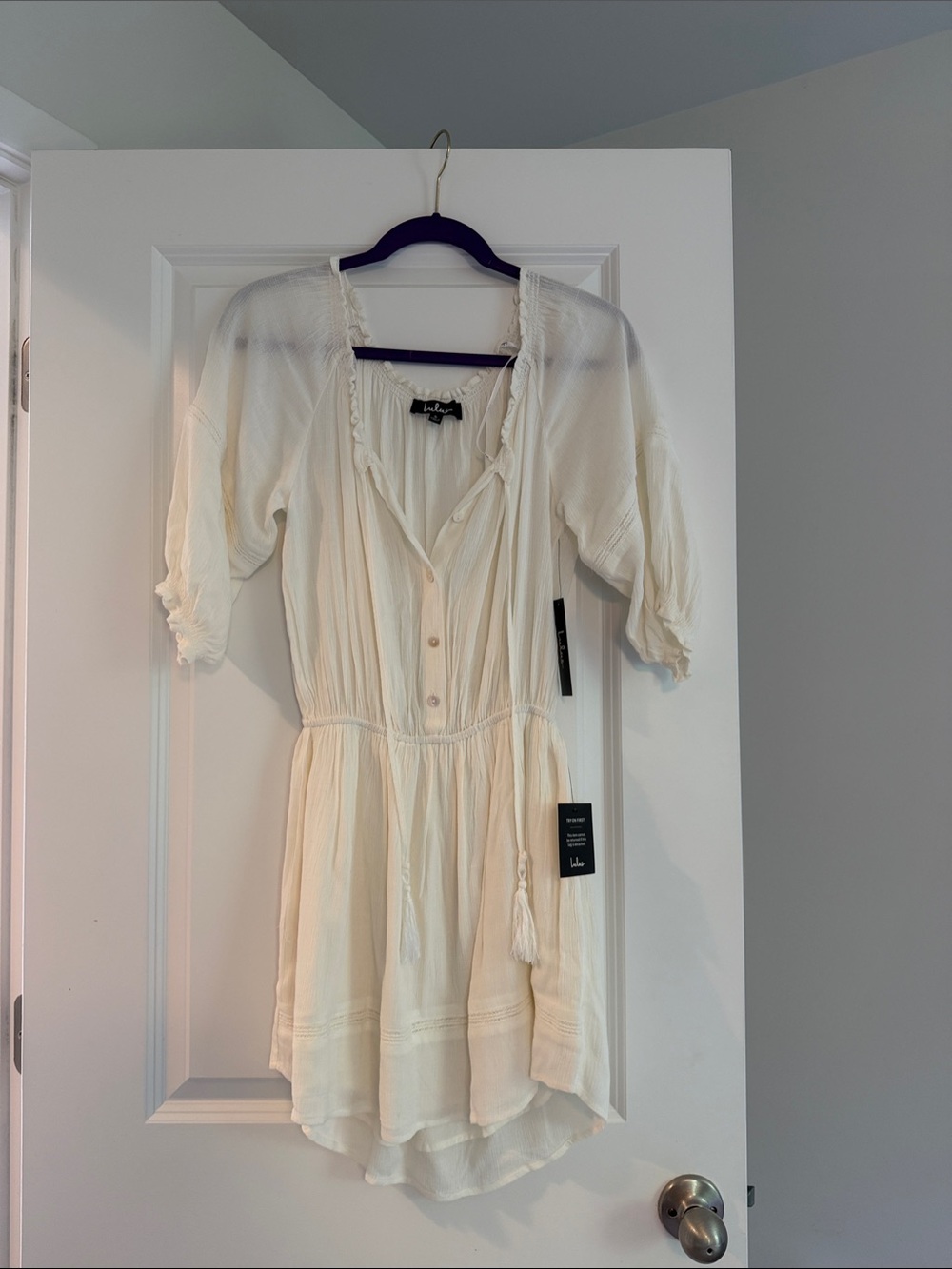 Lulu's Cream Button-Tie Boho High-Low Dress